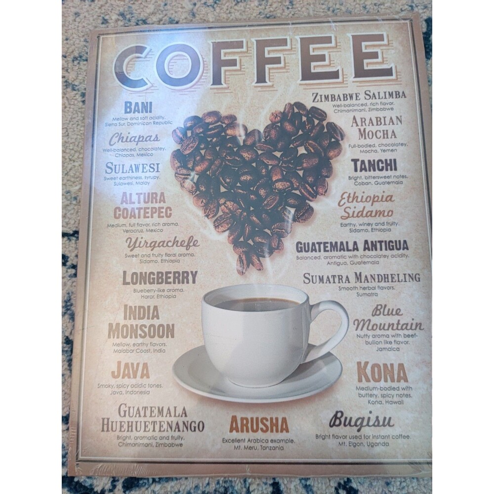 Coffee Bean Heart Multicolor Vertical Print, Kitchen Wall Art for Adults